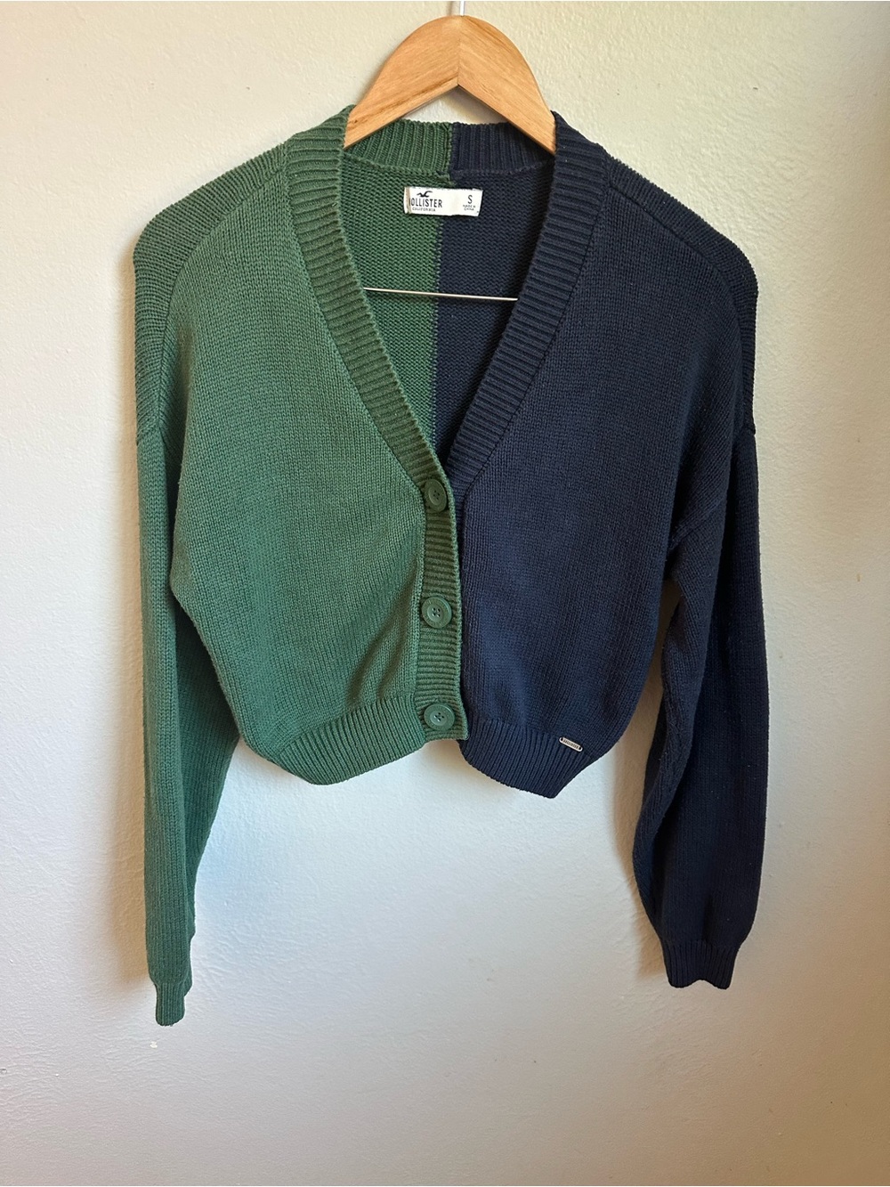 Hollister Y2K Split Colorblock Cropped Cardigan S